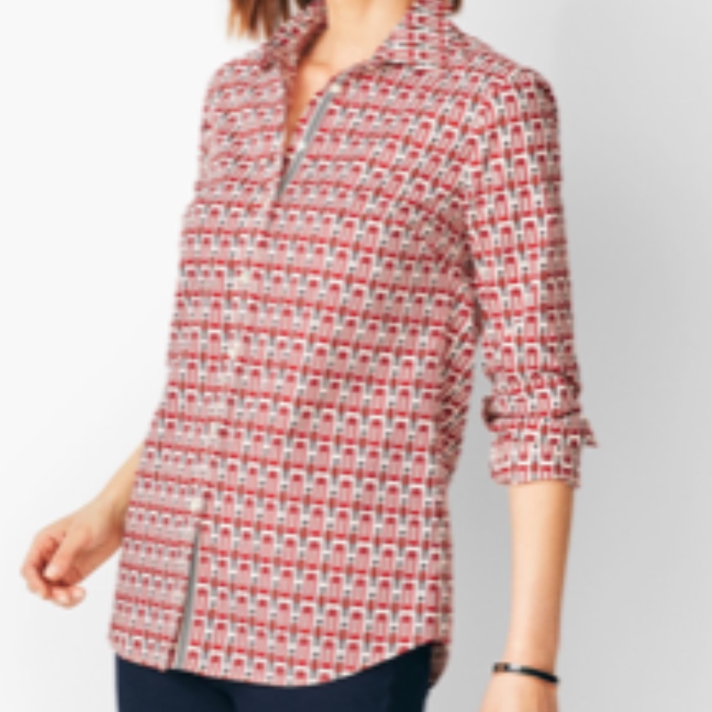 NWT Talbots London Phone Box Print Button Up Shirt XL